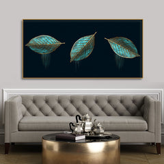 Luxurious Abstract Art of Modern Green Leaves Premium Wall Painting