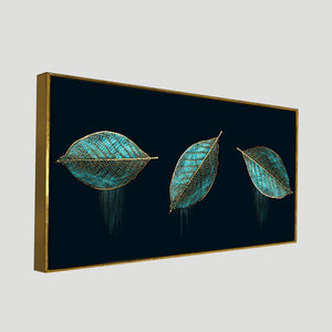 Luxurious Abstract Art of Modern Green Leaves Premium Wall Painting