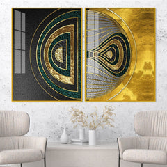 Luxurious Circular Pattern Acrylic Floating Wall Painting Set of 2