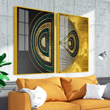 Luxurious Circular Pattern Acrylic Floating Wall Painting Set of 2