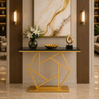 Luxurious Contemporary Console Table In Hexagonal Design with Black Marble