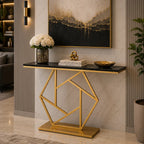 Luxurious Contemporary Console Table In Hexagonal Design with Black Marble