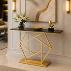 Luxurious Contemporary Console Table In Hexagonal Design with Black Marble