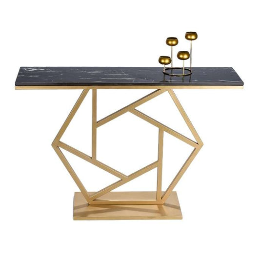 Luxurious Contemporary Console Table In Hexagonal Design with Black Marble