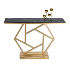 Luxurious Contemporary Console Table In Hexagonal Design with Black Marble