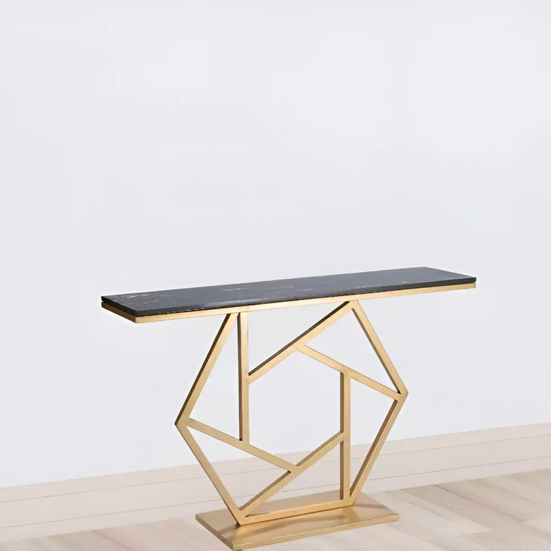 Luxurious Contemporary Console Table In Hexagonal Design with Black Marble