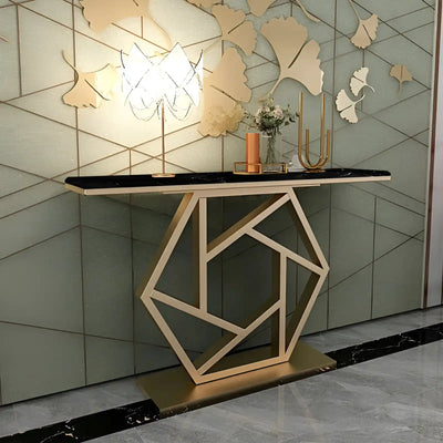  luxurious-contemporary-console-table-in-hexagonal-design-with-black-marble
