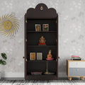 Luxurious Dark Brown Finish Wooden Floor Temple with Bells for Home & Office