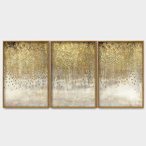 Luxurious Golden Pattern Premium Floating Canvas Wall Painting Set of Three