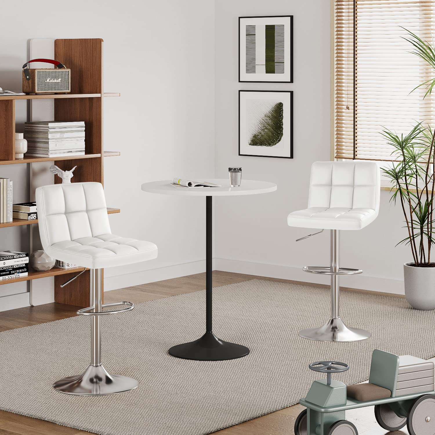Luxurious Leatherette White Color Bar Stool / Long Chair