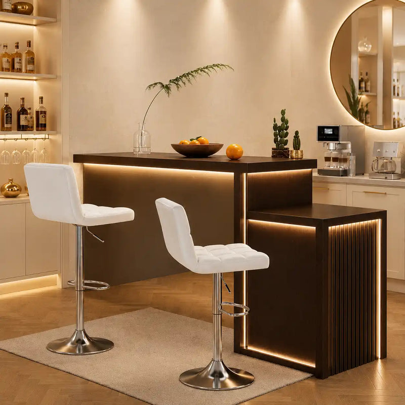 Luxurious Leatherette White Color Bar Stool / Long Chair