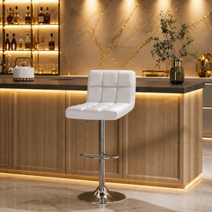 Luxurious Leatherette White Color Bar Stool / Long Chair