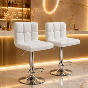 Luxurious Leatherette White Color Bar Stool / Long Chair