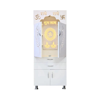luxurious-white-finish-wooden-floor-temple-with-om-led-back-panel-spacious-drawer-storage-cabinet-for-home-office