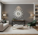Luxury 3D White Sunburst Wall Mirror | Decorative Round Mirror for Living Room