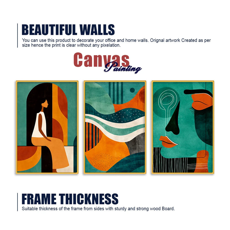 Luxury Abstract Canvas Wall Painting Set of Three