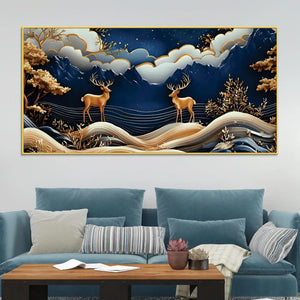 Luxury Abstract Deer Wall Canvas Painting for Modern Home Decor