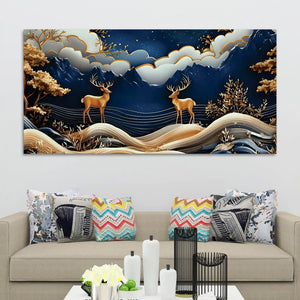 Luxury Abstract Deer Wall Canvas Painting for Modern Home Decor