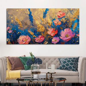 Luxury Abstract Flower Canvas Wall Art Painting for Elegant Interior Décor