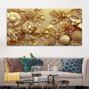 Luxury Abstract Golden Flower Canvas Wall Art Painting for Home Decor