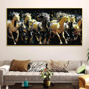 Luxury Abstract Running Horses Canvas Painting