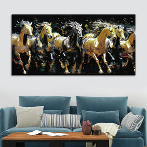 Luxury Abstract Running Horses Canvas Painting