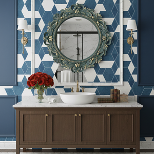Luxury Antique Round 3D Wall Mirror with Ornate Baroque Frame for Office & Home Decoration – Antique Round Wall Mirror