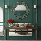 Luxury Antique Round 3D Wall Mirror with Ornate Baroque Frame for Office & Home Decoration – Antique Round Wall Mirror