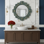 Luxury Antique Round 3D Wall Mirror with Ornate Baroque Frame for Office & Home Decoration – Antique Round Wall Mirror