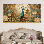 luxury-asian-style-peacock-in-lotus-flowers-garden-canvas-wall-painting