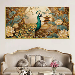 luxury-asian-style-peacock-in-lotus-flowers-garden-canvas-wall-painting