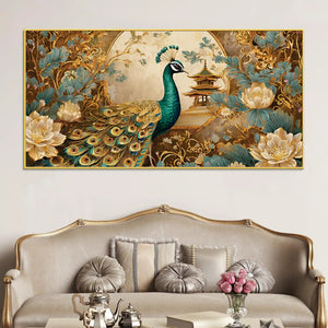 luxury-asian-style-peacock-in-lotus-flowers-garden-canvas-wall-painting
