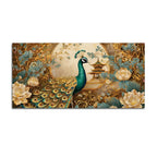 Luxury Asian Style Peacock In Lotus Flowers Garden Canvas Wall Painting
