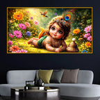 Luxury Bal Krishna Crystal Glass Wall Painting