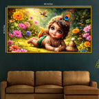 Luxury Bal Krishna Crystal Glass Wall Painting