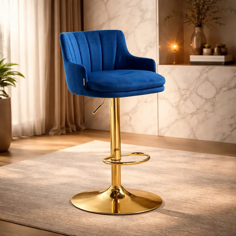 luxury-bar-stool-with-blue-velvet-upholstery-and-gold-frame