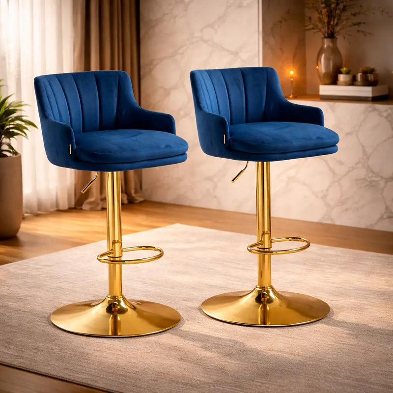luxury-bar-stool-with-blue-velvet-upholstery-and-gold-frame