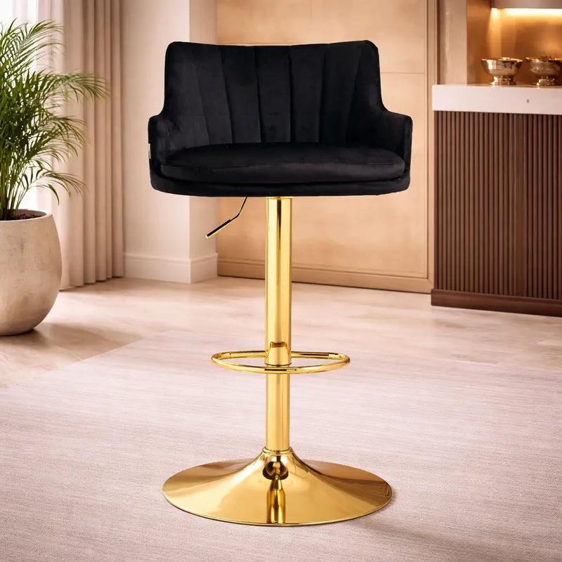 luxury-bar-stool-with-rich-black-velvet-upholstery-and-gold-frame