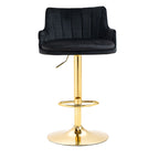 Luxury Bar Stool with Rich Black Velvet Upholstery and Gold Frame