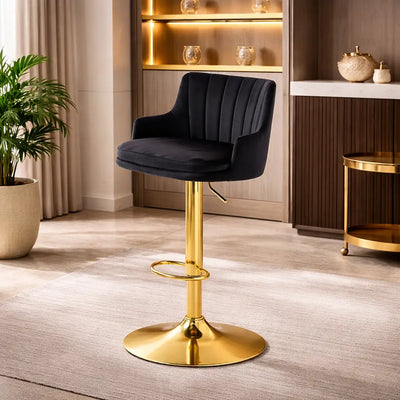 luxury-bar-stool-with-rich-black-velvet-upholstery-and-gold-frame