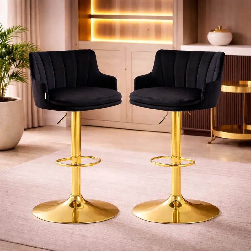 luxury-bar-stool-with-rich-black-velvet-upholstery-and-gold-frame