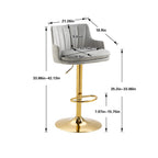 Luxury Bar Stool with Rich Grey Velvet Upholstery and Gold Frame