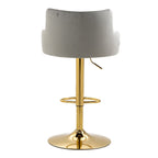 Luxury Bar Stool with Rich Grey Velvet Upholstery and Gold Frame