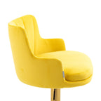 Luxury Bar Stool with Rich Yellow Velvet Upholstery and Gold Frame