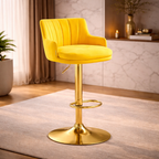 luxury-bar-stool-with-rich-yellow-velvet-upholstery-and-gold-frame