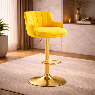 luxury-bar-stool-with-rich-yellow-velvet-upholstery-and-gold-frame