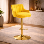 luxury-bar-stool-with-rich-yellow-velvet-upholstery-and-gold-frame