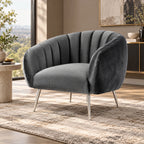 Luxury Barrel Chair with Channel Tufted Back & Metal Legs