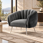 Luxury Barrel Chair with Channel Tufted Back & Metal Legs