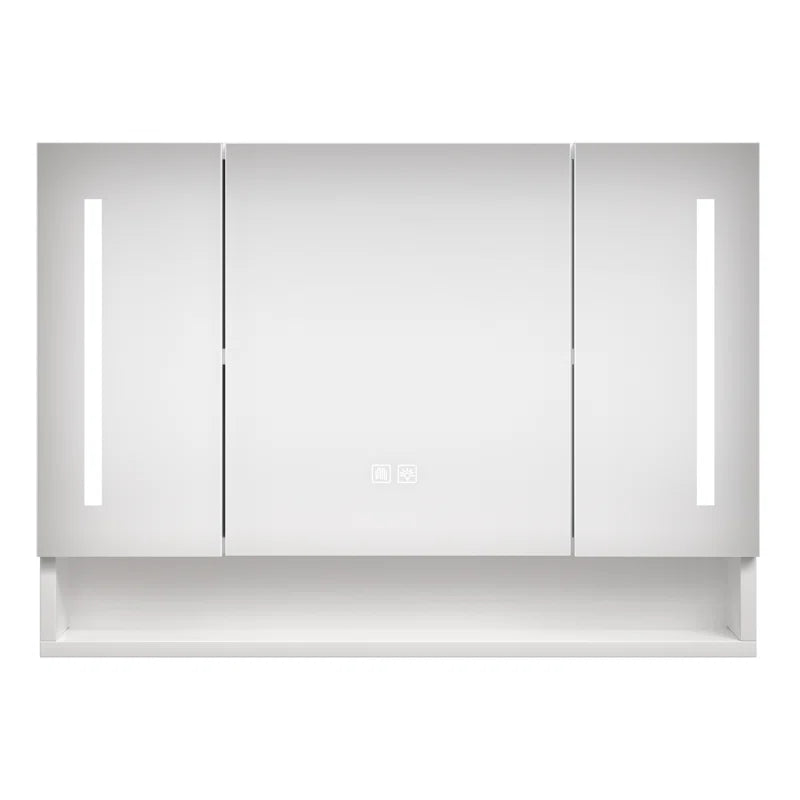 Luxury Bathroom Mirror Unit with LED Lights and Built-in Shelf